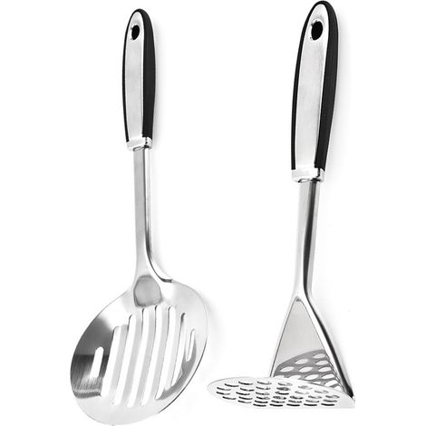Ensemble Ustensiles Cuisine Acier Inoxydable - Résistant Corrosion Et Lave-Vaisselle - Pour Cuisson Et Service - Lot De 2 Pièces (1/5)