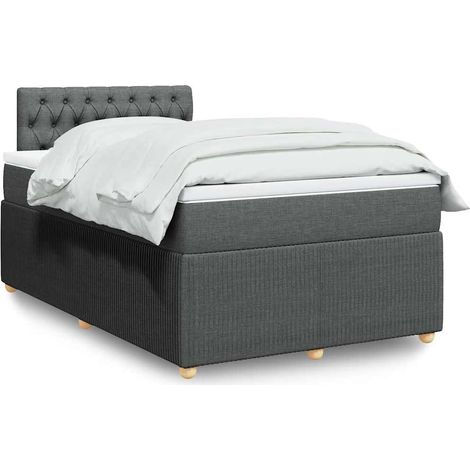 Boxspringbett mit Matratze Dunkelgrau 120x200 cm Stoff