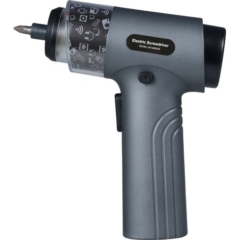 Ensemble de tournevis électrique rechargeable multifonctionnel avec affichage numérique pour la maison, mini tournevis, emballage en boîte rigide couleur gris mat, métal argenté. (1/5)