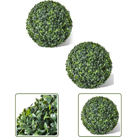 Buchsbaum Innen - vidaXL  Kunstpflanze Buchsbaum Kugelform 2 Stück 35 cm - Buchsbaum Außen (1/3)