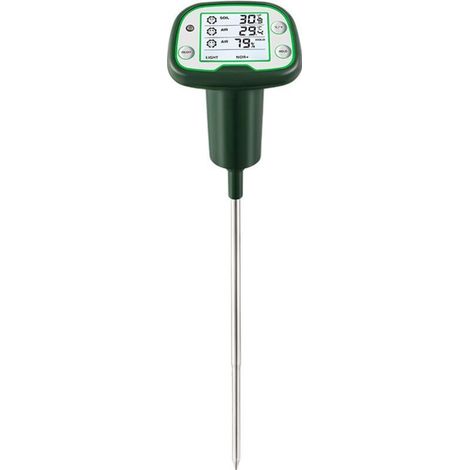 Testeur de sol numérique, thermomètre et hygromètre avec écran LCD rétroéclairé, pour la plantation de fleurs, vert (1/4)