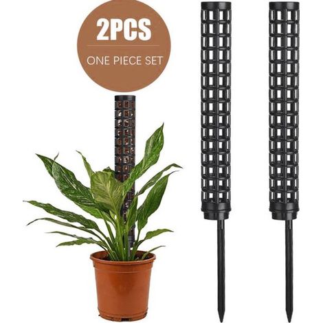 Tuteur en mousse plastique - Tuteur pour plantes - Support pour plantes grimpantes - Tuteur à remplir pour Monstera, Philodendron et plantes d'intérieur - Empilable - Lot de 2 - Noir (1/5)
