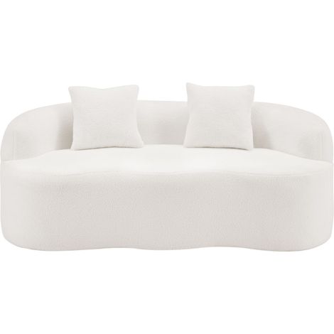 Divano loveseat curvo bianco 2 posti con 2 cuscini, senza montaggio, 170 x 89 x 70 cm (1/5)