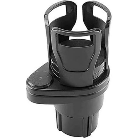 Porte-gobelet multifonctionnel réglable 2 en 1 pour siège auto, adaptateur extensible pour bouteille d'eau, boisson, café et aliments (noir mat)