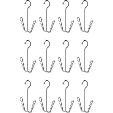 Set mit 12 Schuhaufhängern aus Edelstahl, multifunktionales Schuhregal, Doppelhaken, Schuhtrockengestell zum Trocknen hängender Lederschuhe (1/4)