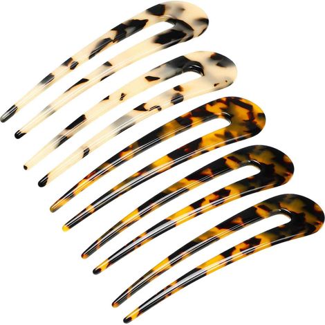 5 épingles à cheveux en forme de U, bâtonnets fourchette écaille de tortue, accessoires de coiffure pour chignon et chignon banane (1/5)