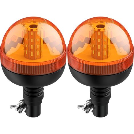 2PCS Gyrophare LED Rotatif Orange 12V-24V E-Mark 40 SMD LED 3 Modes d'Eclairage Etanche Anti-Poussière pour Le Camion de Pompiers l'Ambulance l'Arroseur Routier Camion