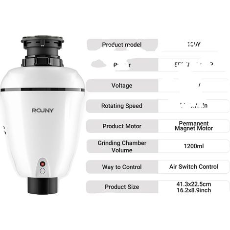 Broyeur de déchets alimentaires, fonctionnement silencieux, construction en acier inoxydable durable, Z4, Prise EU 220V-240V (1/2)