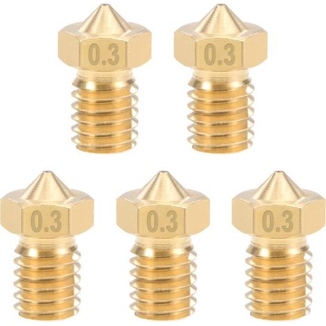 5 Stück 3D-Druckerdüse 0,3 mm Messingdüse für 1,75 mm e3d V5 – V6 Filament 3D-Drucker