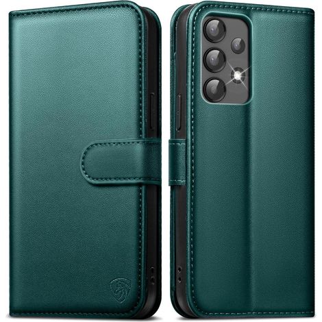 Coque portefeuille cuir pour Samsung Galaxy A13 5G/4G/A04S, vert, avec porte-cartes et fonction support (1/5)