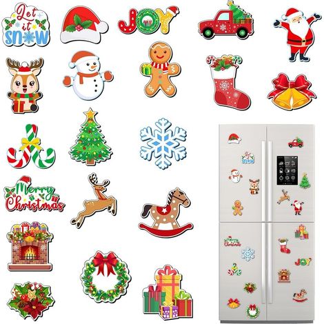 Lot de 20 Aimants de Réfrigérateur de Noël, Aimants de Noël pour Tableau Magnétique pour Réfrigérateur, Bureau, Tableau Blanc, Cuisine, Salle de Classe Tableau Magnétique (1/5)