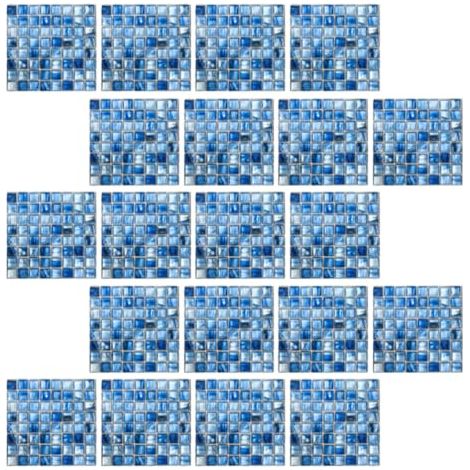 20 stickers muraux mosaïque en PVC bleu, faciles à utiliser et résistants, pour décorer salle de bain et salon. (1/5)
