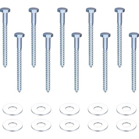 Tire-fond M10 - Lot de 10 - Acier Galvanisé - Fixation Robuste Bois - Terrasse et Structure - 120 mm (1/5)
