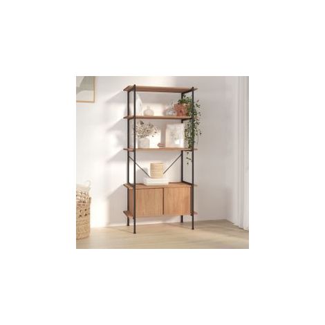 Étagère à 5 niveaux armoire 80x40x163 Acier bois d'ingénierie (1/5)