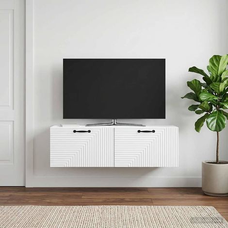 Wandmontierter TV-Schrank Weiß 98 x 31 x 30 cm Holzwerkstoff (1/5)