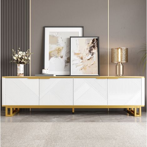 Mobile TV 180x40x42 cm bianco in pannello truciolare con cassetti e ante (1/5)