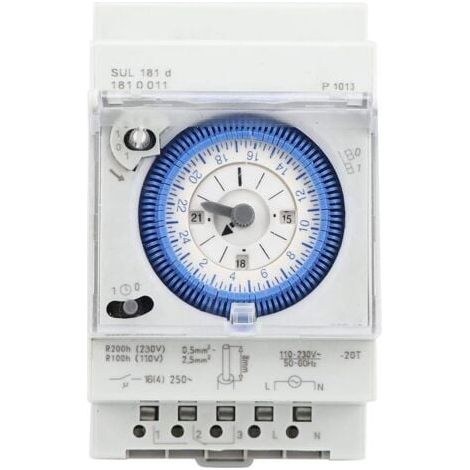 Minuterie analogique avec moteur synchrone et programme journalier, minuterie, 12VAC/DC，16A (1/5)
