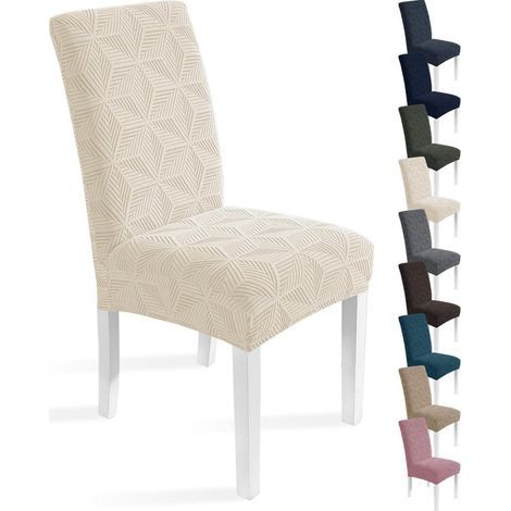 Stuhlbezug 4er Set, Stretch Hussen für Stühle, waschbar, beige (1/5)