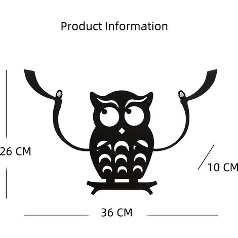 Étagère, porte-rouleau de papier toilette en métal noir avec étagère murale à motif animal pour rouleaux de papier toilette, accessoires hibou pour chambre cuisine salle de bain 263610cm une pièce (1/3)