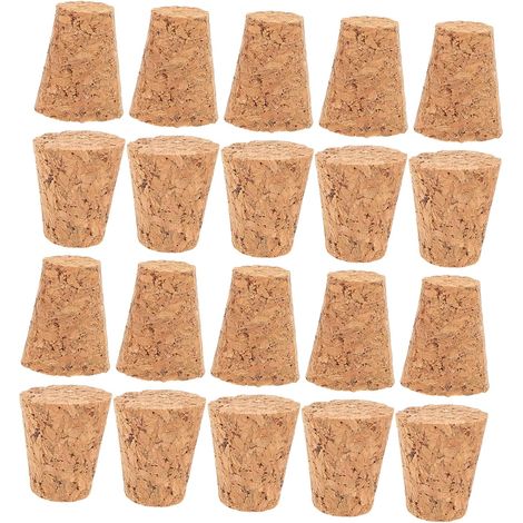 Lot de 20 bouchons liège - bois, coniques pour vin et bière (1/4)