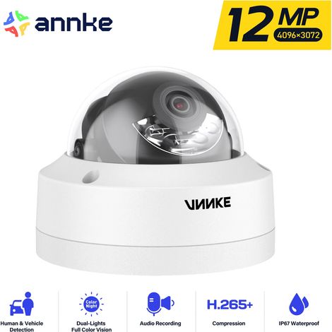 ANNKE 12MP IP POE Cámaras de Seguridad Exterior Color Visión Nocturna Detección Movimiento Cámara Vigilancia (1/5)