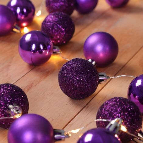Guirlande de Noël Boules et LED sapin 2m VIOLET (1/5)