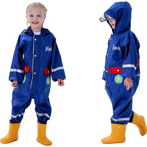 1 Combinaison imperméable, capuche avec visière, bandes réfléchissantes, imprimé animal, enfants 90-110 cm (1/5)