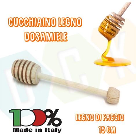 Spargimiele Dosa Miele Cucchiaio Mielino Prendi Miele Legno Di Faggio 15 Cm Made In Italy