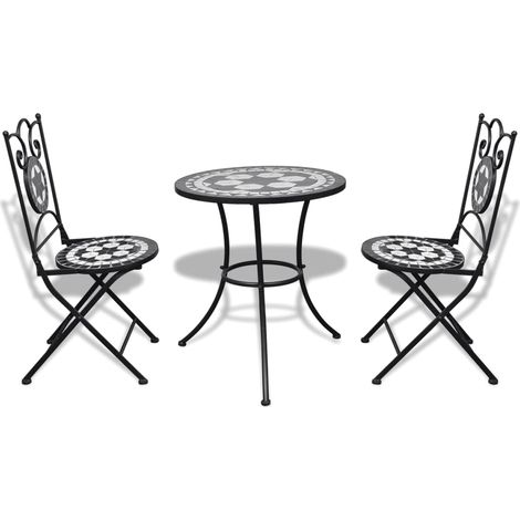 Maison Exclusive - 3-tlg. Bistro-Set Keramik Schwarz und Weiß