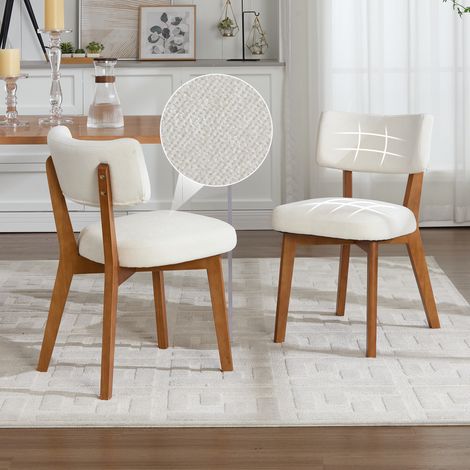 Esszimmerstuhl gepolstert mit Massivholzbeinen Beige OKMYHOME (1/5)
