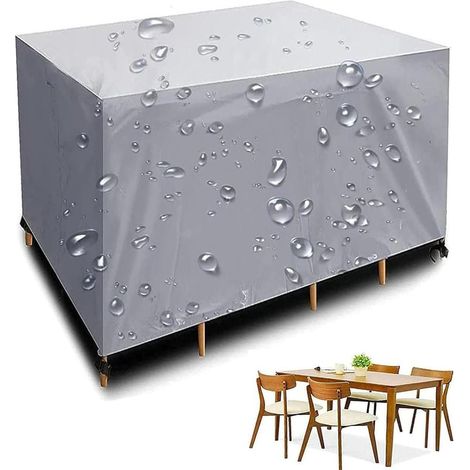Housses pour Mobilier de Jardin, Housse De Protection Salon De Jardin Carré, Bache Table Jardin pour Ensembles de Table et de Canapé avec Corde et Boucle Verrouillage 140x140x75cm