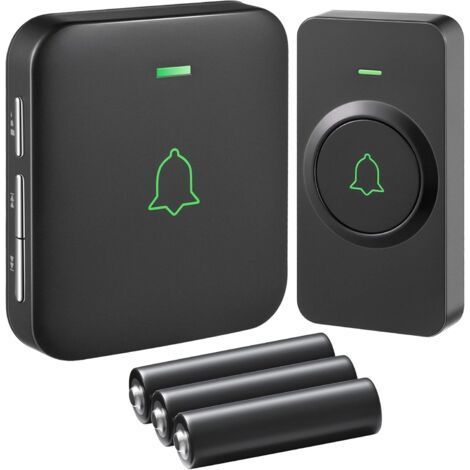 Sonnette sans Fil avec Pile, Mini Sonnette de Porte 300M Étanche Kit de Carillon Electronique, 52 Mélodies au 5 Niveaux Volumes pour Maison, Bureau, Hôtel, etc (1/5)
