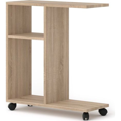Table basse Organisateur 60x22x65cm(LxPxH)TRASCO 1 Sonoma sur roulettes design moderne (1/4)