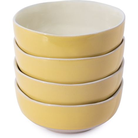 Jamie oliver big love brilliant Schalen, set von 4 durable gelben Steingut-Müslischalen mit rohem Boden, 16cm