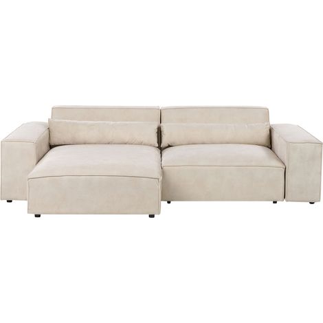 Divano Modulare Moderno ad Angolo a 2 Posti a Destra Divano in Velluto Beige Hellnar (1/5)