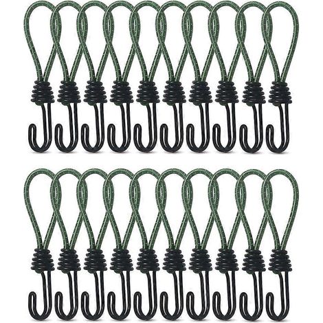 Lot de 20 mousquetons élastiques pour tente, bâche et abri de camping. (1/4)
