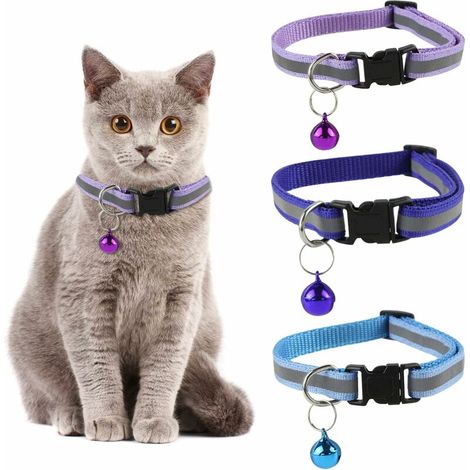 Colliers pour chats, colliers pour chats réfléchissants 3 pièces, colliers réfléchissants réglables, colliers pour chatons, colliers en corne