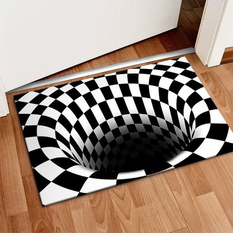 Tapis décoratif d'Halloween, paillasson d'entrée, tapis effet 3D - 40 x 60 cm (velours cristal)