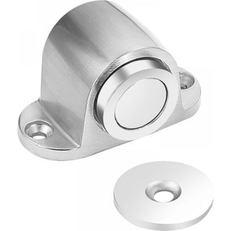 Butée à ressort + aimant pour porte lourde Argent, aspiration au sol sans perforation, aimant puissant, butée de porte anti-collision derrière la porte (1/3)