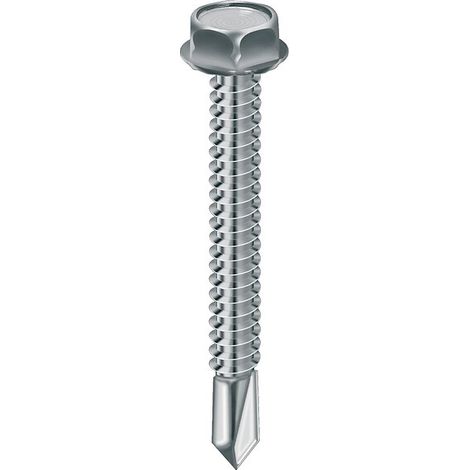 Vis autoperceuse tête hexagonale avec embase acier zingué blanc entièrement filetées, diamètre 4,8 mm, longueur 12,7 mm, boîte d - VISWOOD