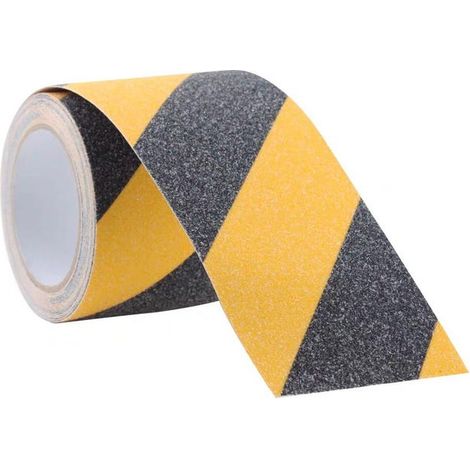 Anti-Rutsch-Band für Treppen, Sicherheitsband, gelbes und schwarzes Anti-Rutsch-Band, Warnband (10 cm x 5 m)