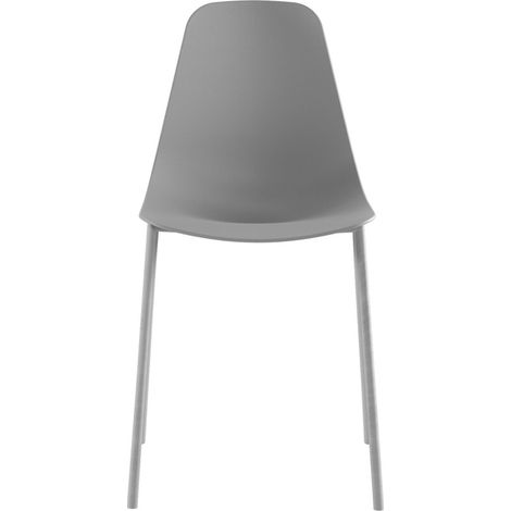 Sedia Frida Design Moderno in Polipropilene con Gambe in Metallo - Seduta Ergonomica per Arredo Interni Casa Ufficio - Grigio Chiaro (1/5)