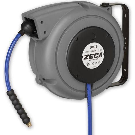 Enrouleur air et eau 8 m Ø 3/8 15 bars Tech avec enroulement automatique et support mural pivotant Zeca 804/10/S (1/3)