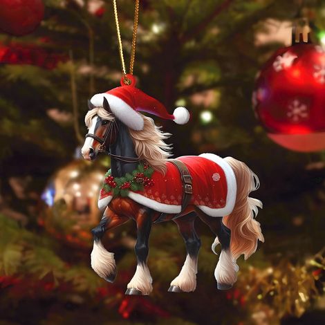 Pendentif Cheval - Décoration Arbre De Noël En Acrylique - Ornement Suspendu Pour Amoureux Des Animaux - Lot De 1 (1/5)