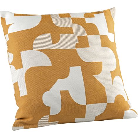 Coussin jacquard géométrique texturé rétro Jaune moutarde 45x45 cm (1/2)