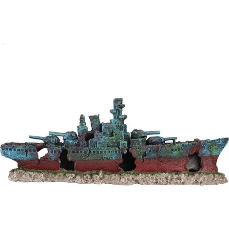 Résine épave bateau coulé cuirassé navire de guerre réservoir de poissons Aquarium ornement grotte décoration (1/5)