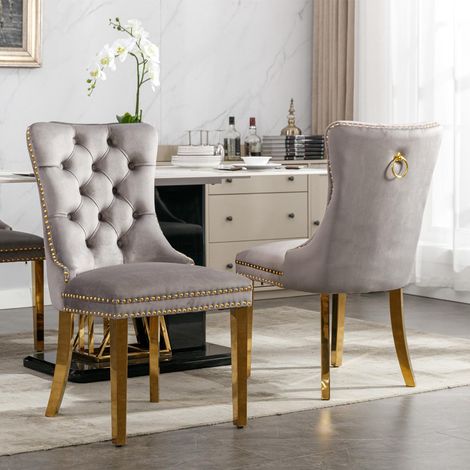 Série : Chaises de salle à manger modernes haut de gamme en bois massif (Design Gris - qualité supérieure et confort optimal
