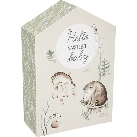 Coffret de naissance unisexe pour bébé - Cadeau de naissance mixte avec motif forêt - 10 tiroirs de souvenirs - Livraison gratuite