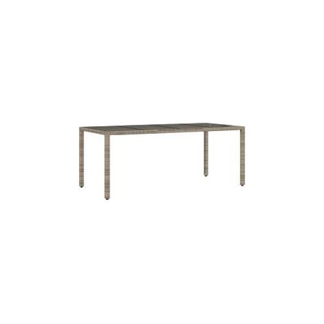 Table de jardin dessus en verre Gris 190x90x75 Résine tressée (1/5)