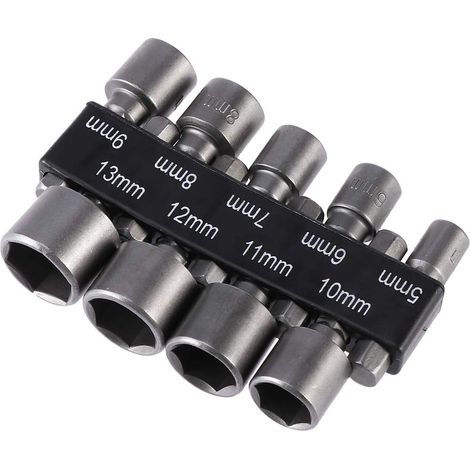 9pcs 5-13mm Imperial Socket Drill Bit Set with Impact Nut for 1/4" Hex Shank Drill (1/5)